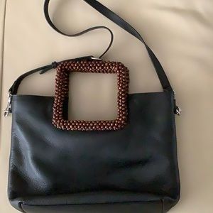 Crossbody clutch black beaded leather bag J.Jill